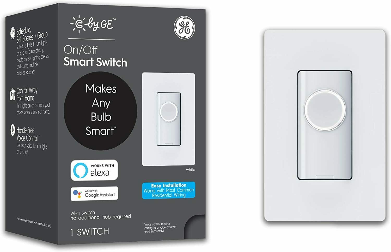 C by GE On/Off 3-Wire Wi-Fi Smart Switch